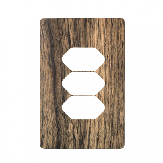 Placa p/ 3 Tomadas 4x2 - Novara Carvalho Placa p/ 3 Tomadas 4x2 - Novara Carvalho